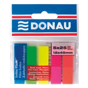 Zakładki indeksujące Donau PP 12x45mm 5x25 kartek mix kolorów