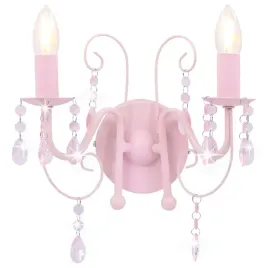 lampa-scienna-z-koralikami-rozowa-2-zarowki-e14