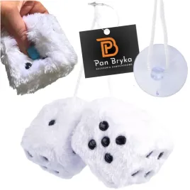 pluszowe-kostki-do-samochodu-zawieszka-pod-lusterko-na-szybe-duze-biale