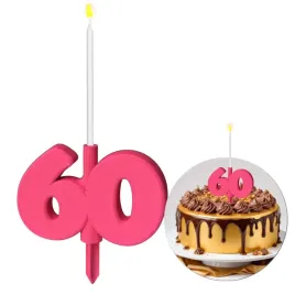 dekoracja-na-tort-swiecznik-liczba-60-biala-swieczka-rozowy