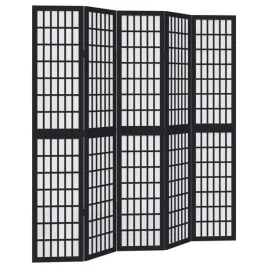 parawan-pokojowy-5-panelowy-czarny-lite-drewno-paulowni
