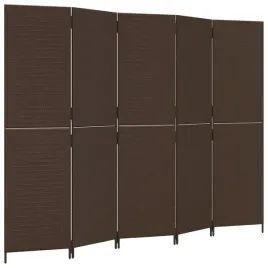 parawan-5-panelowy-brazowy-polirattan