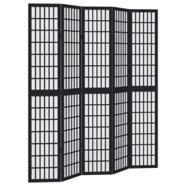 parawan-pokojowy-5-panelowy-czarny-lite-drewno-paulowni