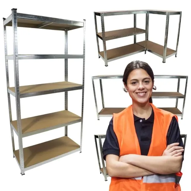 Regał METALOWY MAGAZYNOWY WCISKANY 180x90x40cm 875kg MOCNY garażowy ocynk