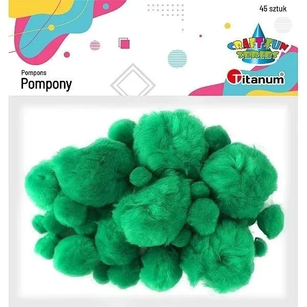 pompony-akrylowe-zielone-45szt-stan-nowy