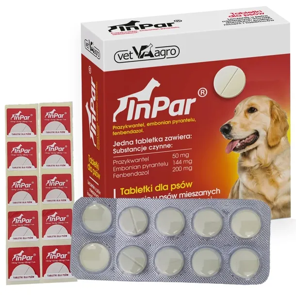 Środek ODROBACZENIE PSA tabletki INPAR na ROBAKI, PASOŻYTY, TASIEMCE 10 szt