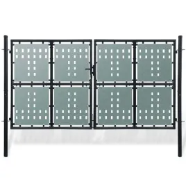 furtka-ogrodzeniowa-stalowa-czarna-300-x-200-cm-z-zamkiem-i-slupkami