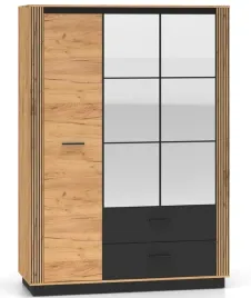 szafa-urso-02-150-cm-loft-dab-craft-zloty-czarna-3-drzwi-2-szuflady