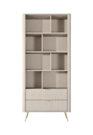 regal-lante-88-cm-bezowy-8-polek-2-szuflady-ryflowane-fronty