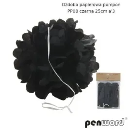 ozdoba-papierowa-pompon-czarna-25cm-3szt
