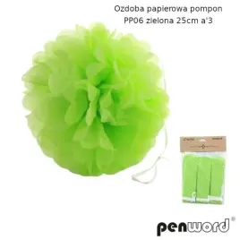 ozdoba-papierowa-pompon-zielona-25cm-3szt