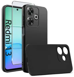 etui-do-xiaomi-redmi-13-4g-silikonowe-matowe-czarne-szklo-ochronne-9h