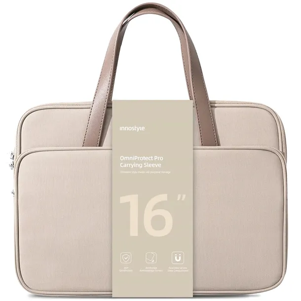 INNOSTYLE DAMSKA TORBA NA LAPTOPA 15 6 16 WODOODPORNA OMNIPROTECT BEŻOWA