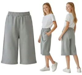 krotkie-spodenki-dziewczece-bermudy-dresowe-wide-leg-szary-r-170-prod-pl
