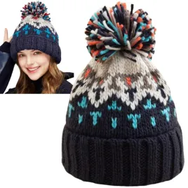 czapka-zimowa-damska-z-pomponem-beanie-ocieplana-na-zime-granatowa