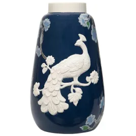 wazon-ceramiczny-26cm-granatowy-bialy-wysoki-na-kwiaty-bukiet-do-salonu