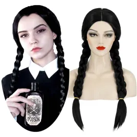 czarna-peruka-wednesday-addams-dlugie-warkocze-wlosy-czarne-halloween-bal