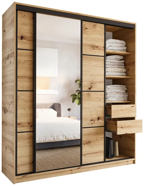 Szafa przesuwna lustro szuflady 180cm artisan LOFT