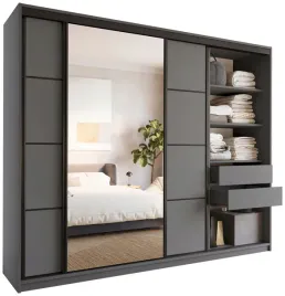 szafa-przesuwna-z-lustrem-250-cm-loft-z-polkami-szuflady-drazki-grafit