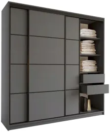szafa-przesuwna-200-cm-loft-z-polkami-szuflady-drazki-grafitowa