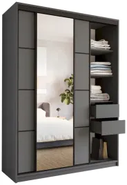 szafa-przesuwna-z-lustrem-150-cm-loft-z-polkami-szuflady-drazki-grafit