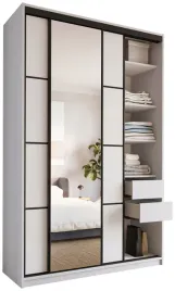 szafa-przesuwna-z-lustrem-150-cm-loft-max-biala-z-polkami-szuflady-drazki