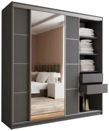 szafa-przesuwna-z-lustrem-top-200-cm-szuflady-polki-drazki-grafit