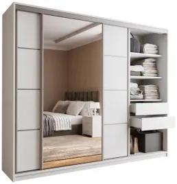 szafa-przesuwna-z-lustrem-top-250-cm-biala-z-polkami-szuflady-drazki