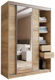 szafa-przesuwna-z-lustrem-150-cm-top-z-polkami-szuflady-drazki-dab-sonoma