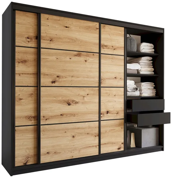 Szafa przesuwna z szufladami 250 dąb artisan LOFT
