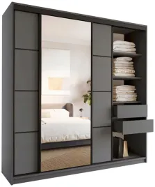 szafa-przesuwna-z-lustrem-200-cm-loft-z-polkami-szuflady-drazki-grafit