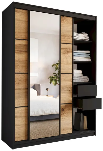 Szafa przesuwna z lustrem 150 cm LOFT wotan drążki