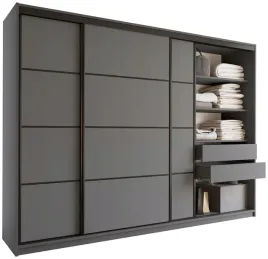 szafa-przesuwna-280-cm-loft-garderoba-z-polkami-szuflady-drazki-grafitowa