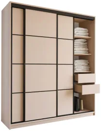 szafa-przesuwna-do-sypialni-200-cm-loft-bez-piaskowy-szuflady-polki-drazek