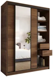 szafa-przesuwna-z-lustrem-150-cm-loft-z-polkami-szuflady-drazki-orzech