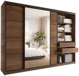 szafa-przesuwna-z-lustrem-280-cm-loft-z-polkami-szuflady-drazki-orzech
