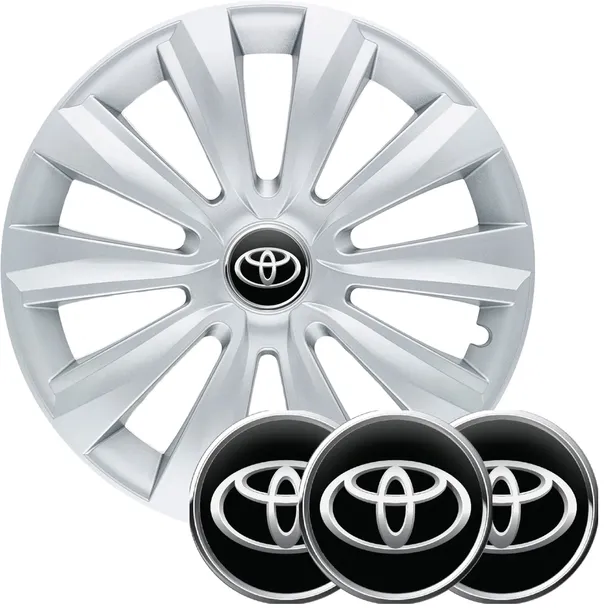KOŁPAKI 15" DO TOYOTA + KOMPLET 4szt DEKIELKÓW ZNACZKÓW PREMIUM!