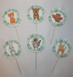 6x-pikery-toppery-ozdoby-lesne-zwierzatka-mis-lis-sarenka-zajac