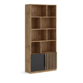 regal-kris-kr-2-szerokosc-90-cm-dab-wotan-czarny-lamele-dwudrzwiowy-polki