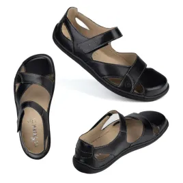 sandaly-damskie-barefoot-skorzane-olivier-clariss-na-rzep-czarne-lico