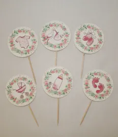 6x-pikery-toppery-rozowe-baby-shower-chrzest-dla-dziewczynki-wozek-bocian