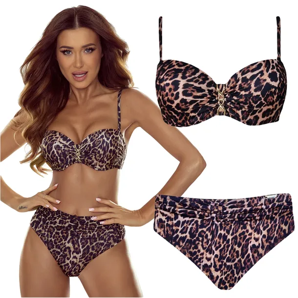 Strój kąpielowy dwuczęściowy push up GABBIANO Ashley 025 panterka 38C/M 75C