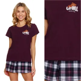 pizama-damska-bawelniana-krotki-rekaw-spodenki-doctor-nap-7200-burgundy-xxl