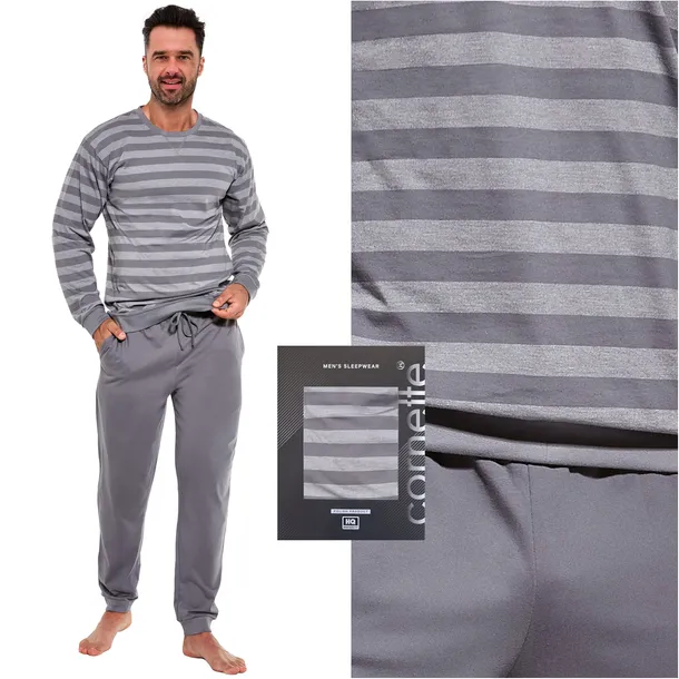 Piżama męska bawełniana długi rękaw CORNETTE 117/160 Loose 9 grafit XXL