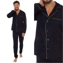 klasyczna-pizama-meska-rozpinana-de-lafense-norberto-729-granatowa-xxl