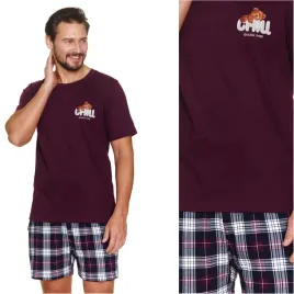 pizama-meska-bawelniana-krotki-rekaw-doctor-nap-7201-burgundy-m