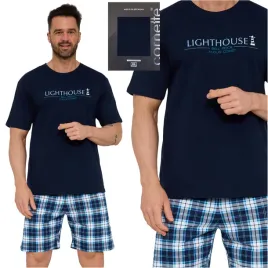pizama-meska-bawelniana-krotki-rekaw-cornette-326-215-lighthouse-xxl