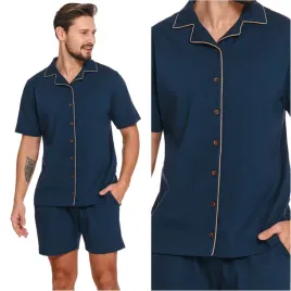 pizama-meska-rozpinana-krotki-rekaw-spodenki-doctor-nap-4261-granatowa-l