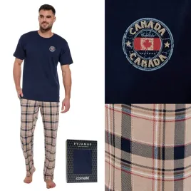 pizama-meska-krotki-rekaw-dlugie-spodnie-cornette-136-166-canada-kratka-xxl