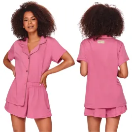 pizama-damska-rozpinana-doctor-nap-4122-rozowa-bawelna-organiczna-xl